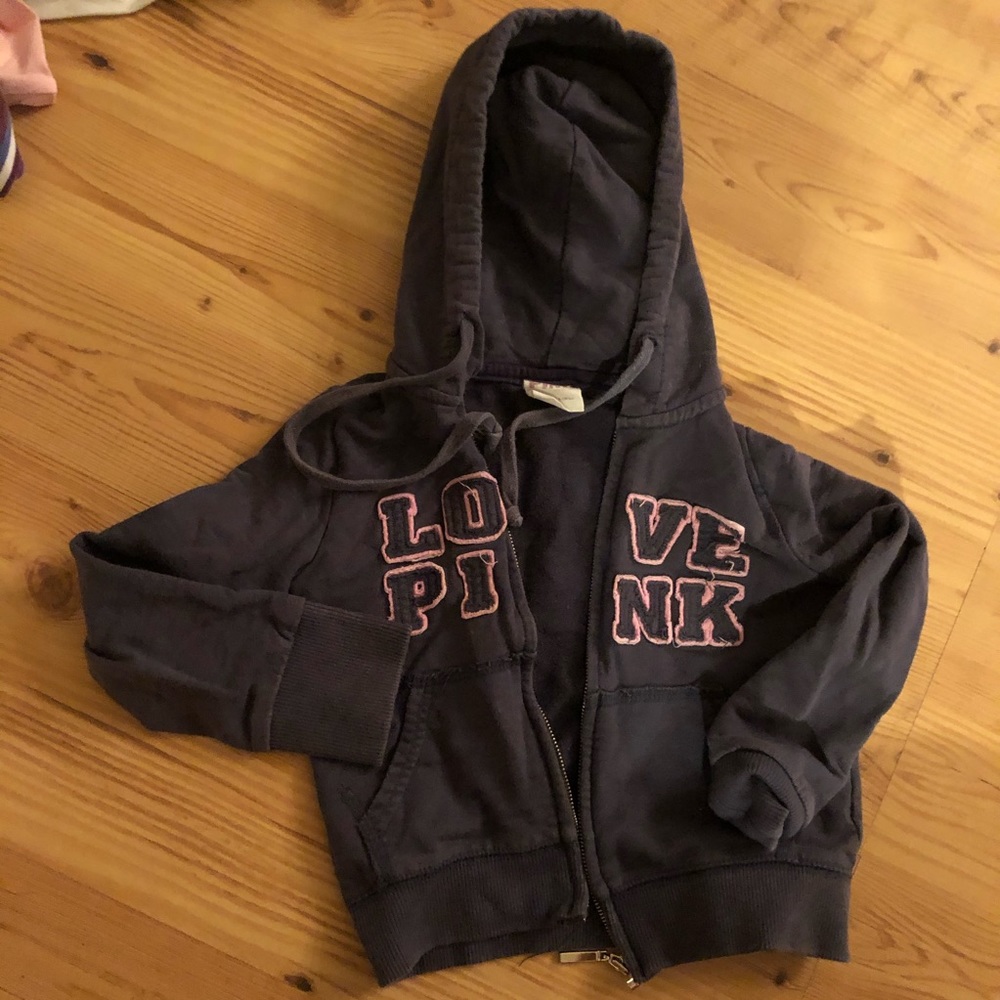 Pink hoodie zip front jacket